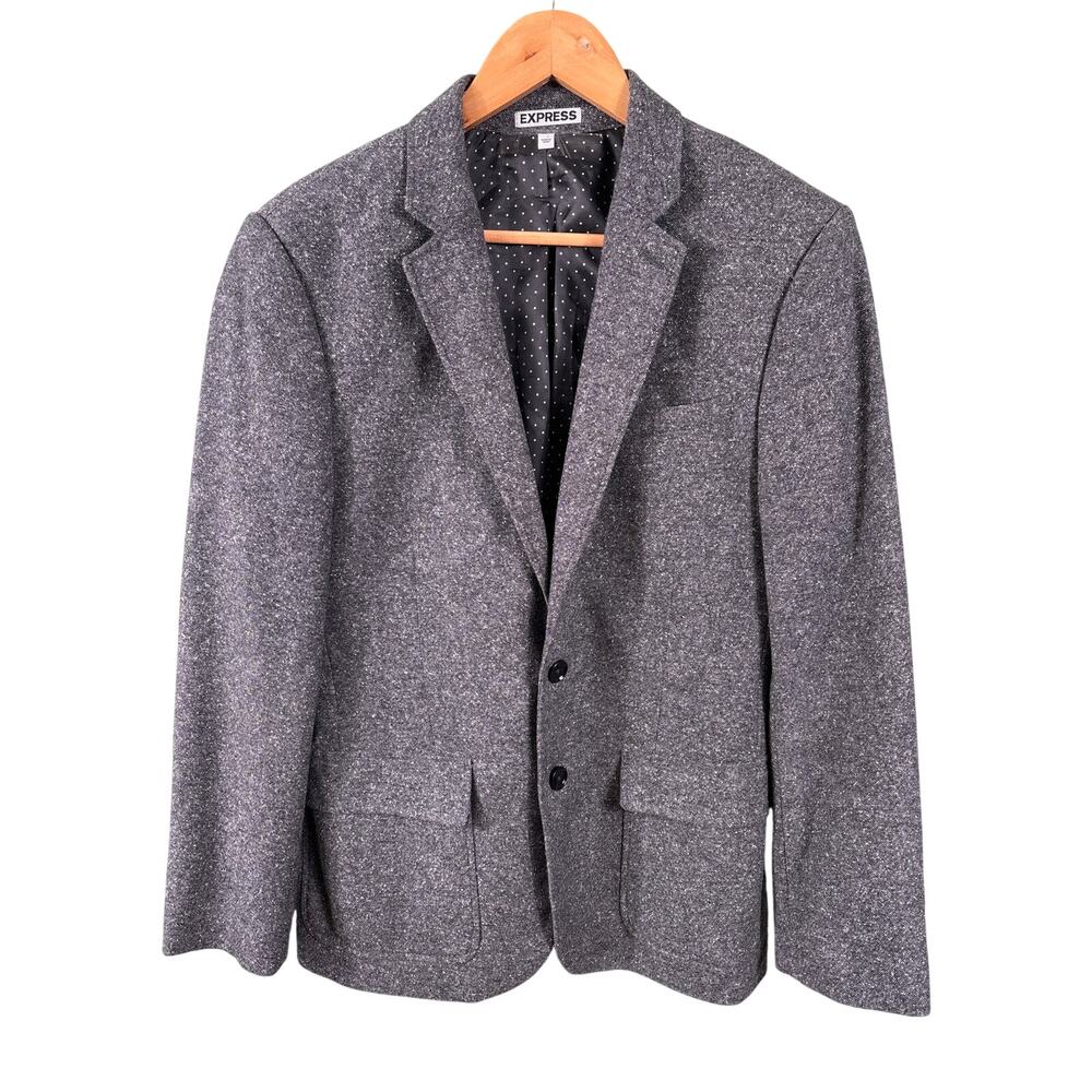 Express Photographer Blazer Jacket Men Gray Fitted Lined Career Office Corporate